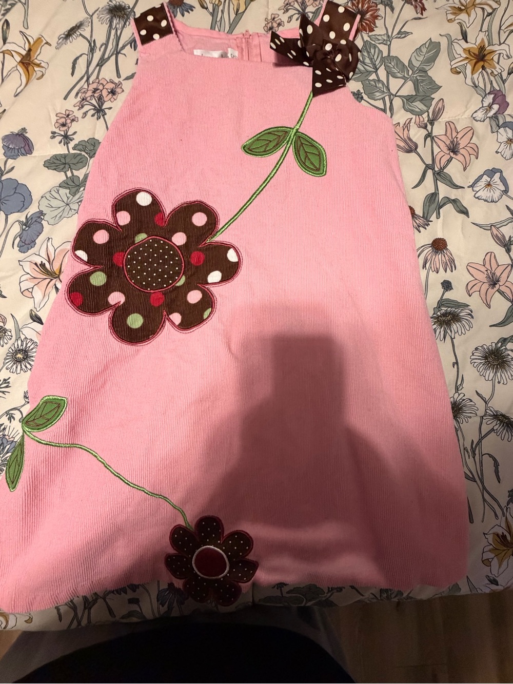 Bonnie Jean Pink Girls Pajama Top with Brown Polka Dot Bow